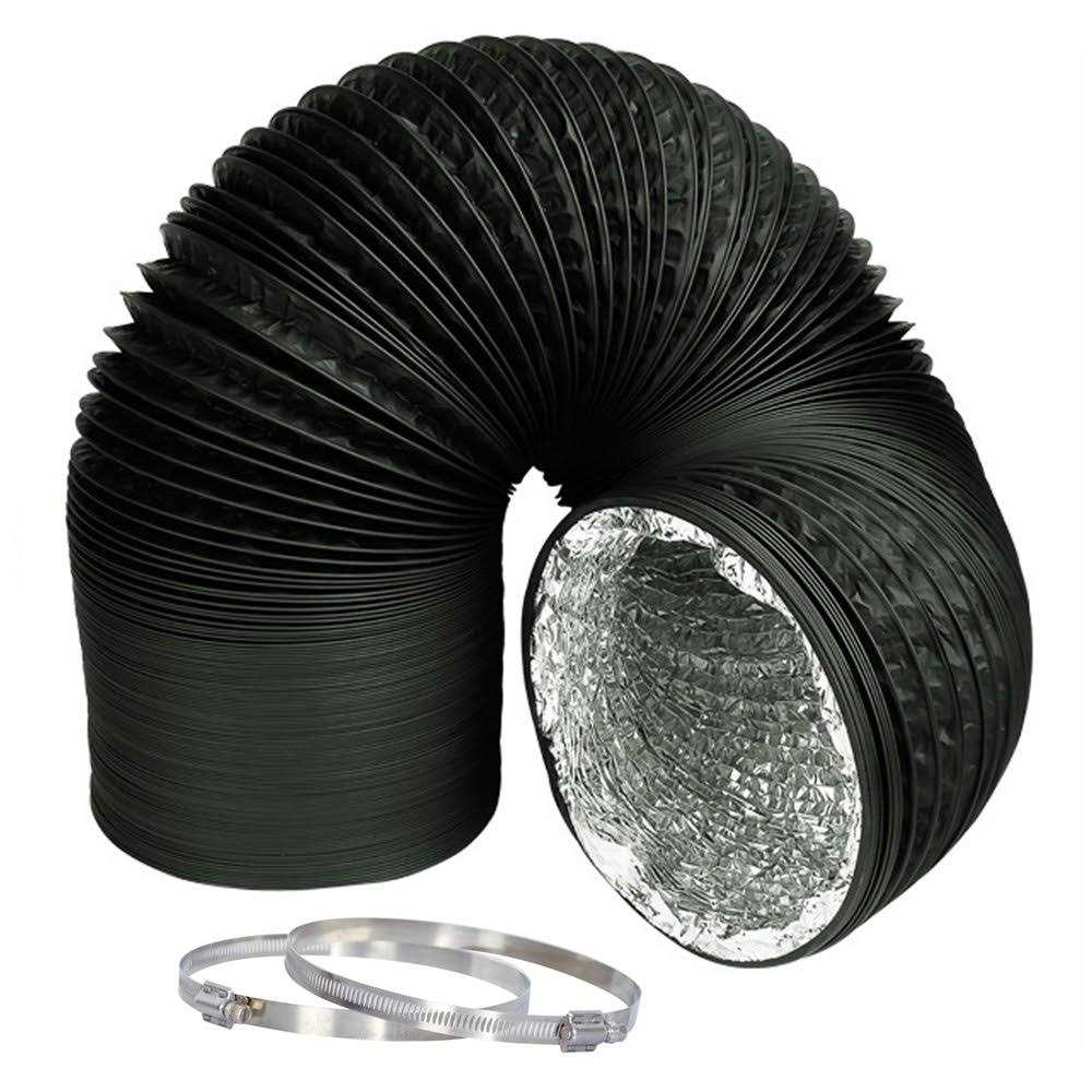 Hydro Crunch 25 ft. Non-Insulated Flexible Aluminum Ducting with Duct Clamps - Zenithce