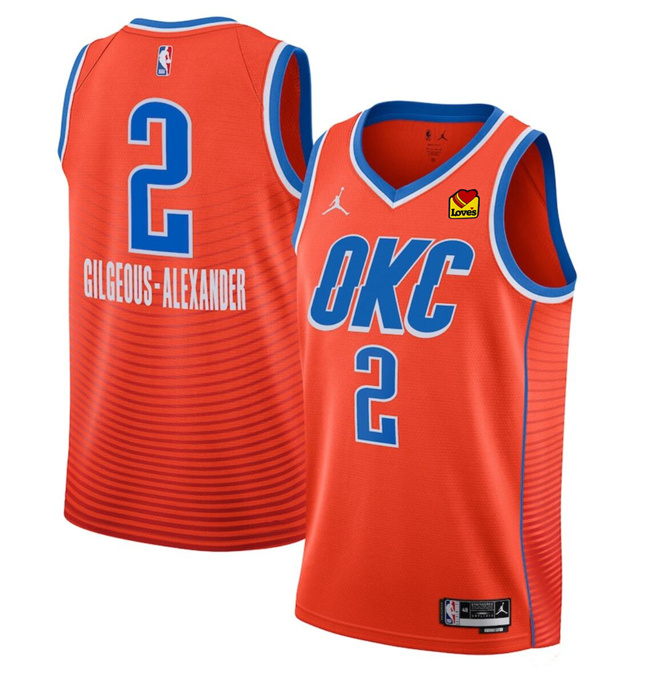 Oklahoma City Thunder #2 Shai Gilgeous-Alexander Orange Statement Edition Stitched Jersey - Zenithce