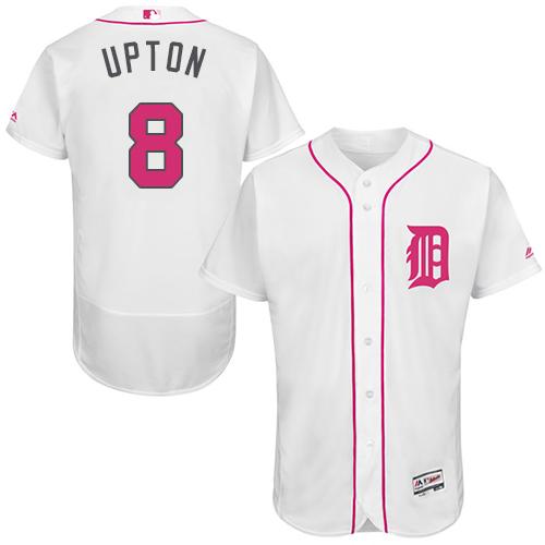 Tigers #8 Justin Upton White Flexbase Authentic Collection 2016 Mother's Day Stitched Jersey - Zenithce
