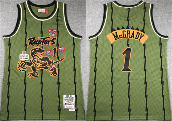 Toronto Raptors #1 Tracy McGrady Green 1998-99 Throwback Stitched Jersey - Zenithce
