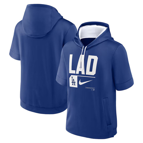 Los Angeles Dodgers Royal Tri Code Lockup Short Sleeve Pullover Hoodie - Zenithce
