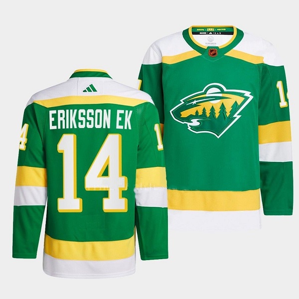 Minnesota Wild #14 Joel Eriksson Ek Green 2022-23 Reverse Retro Stitched Jersey - Zenithce