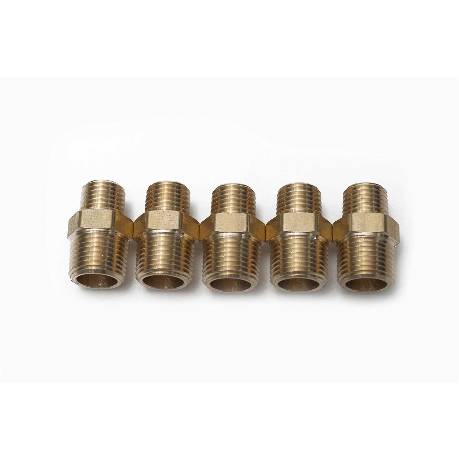 LTWFITTING 3/8 in. x MIP Brass Pipe Hex Reducing Nipple Fitting - Zenithce