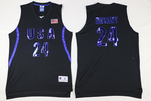 2016 Olympics Team USA #24 Kobe Bryant All Black Soul Swingman Jersey - Zenithce