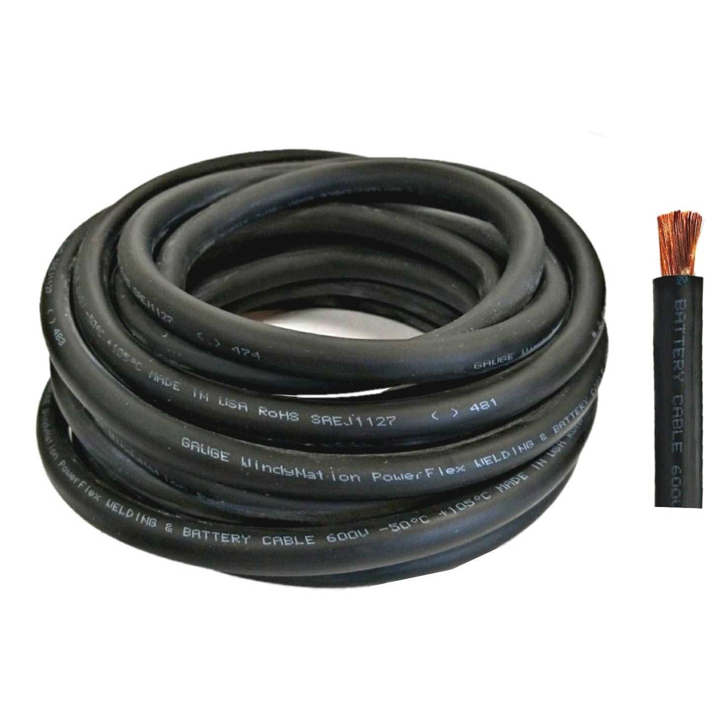 WindyNation Black Red Welding Battery Pure Copper Flexible Cable Wire - Zenithce