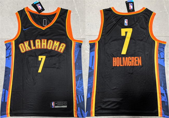 Oklahoma City Thunder #7 Chet Holmgren Black 2024 City Edition Stitched Jersey - Zenithce