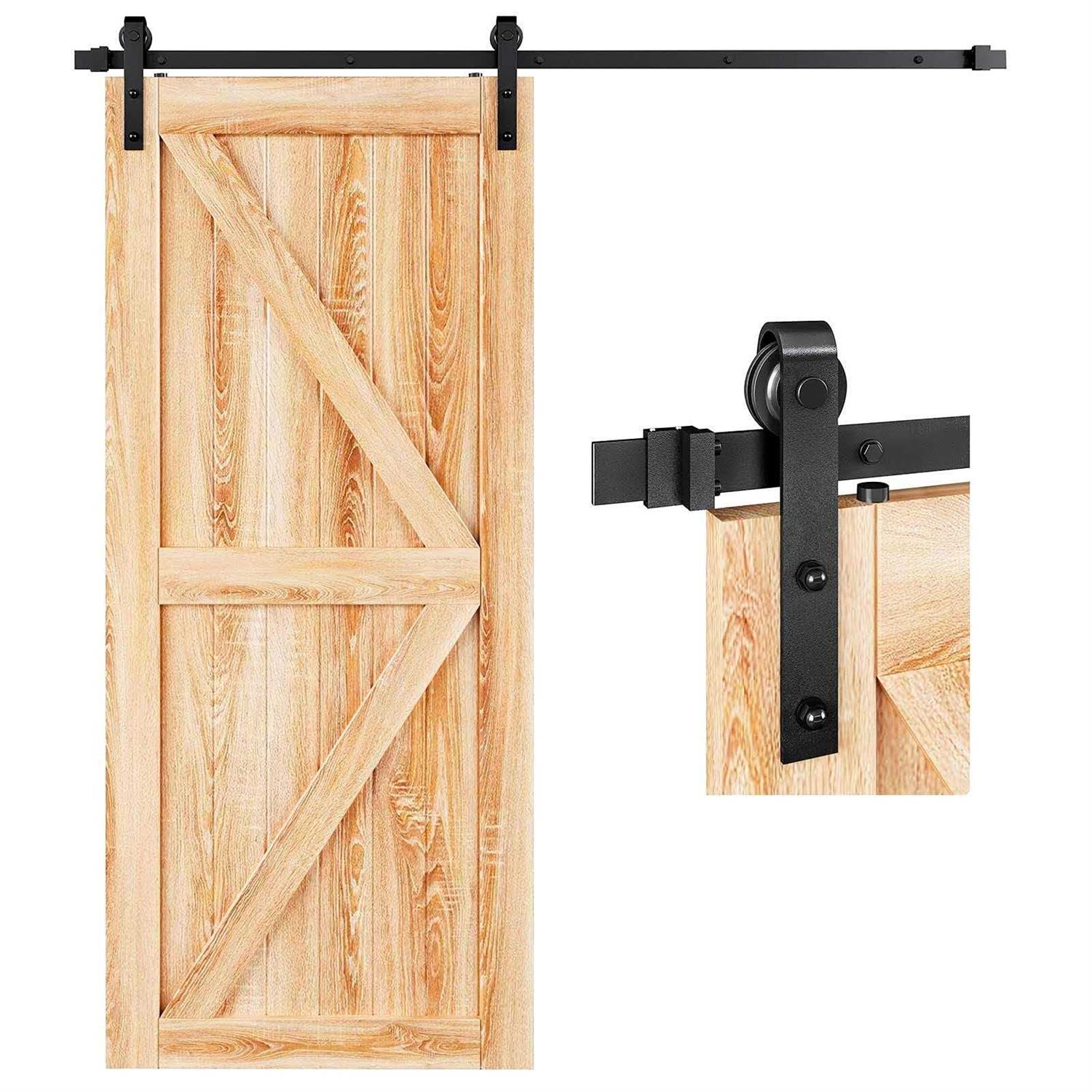 EaseLife Heavy Duty Sliding Barn Door Hardware Track Kit,Straight Pulley,Slide Smoothly Quietly,Easy Install - Zenithce