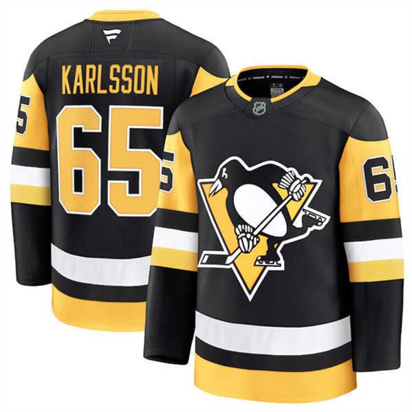 Pittsburgh Penguins #65 Erik Karlsson Black 2024-25 Home Stitched Jersey - Zenithce
