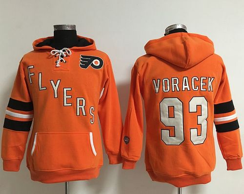 Philadelphia Flyers #93 Jakub Voracek Orange Women's Old Time Heidi NHL Hoodie - Zenithce