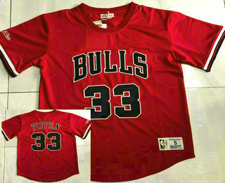 Chicago Bulls #33 Scottie Pippen Red Short Sleeved AU Throwback Jersey - Zenithce