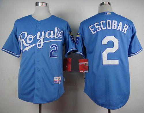 Royals #2 Alcides Escobar Light Blue Alternate 1 Cool Base Stitched Jersey - Zenithce