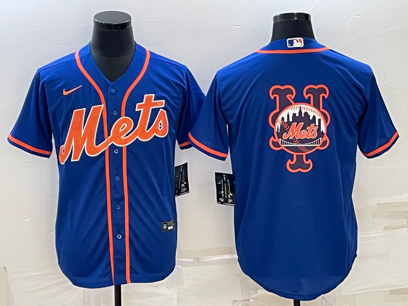 New York Mets Royal Team Big Logo Cool Base Stitched Jersey - Zenithce
