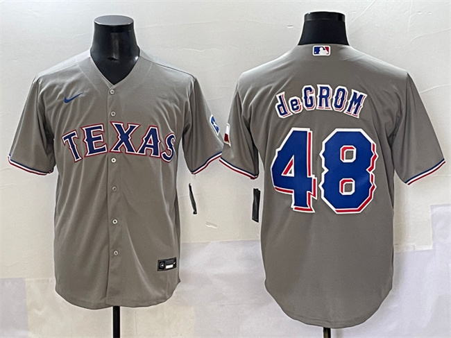 Texas Rangers #48 Jacob deGrom Gray With Patch Cool Base Stitched Jersey - Zenithce