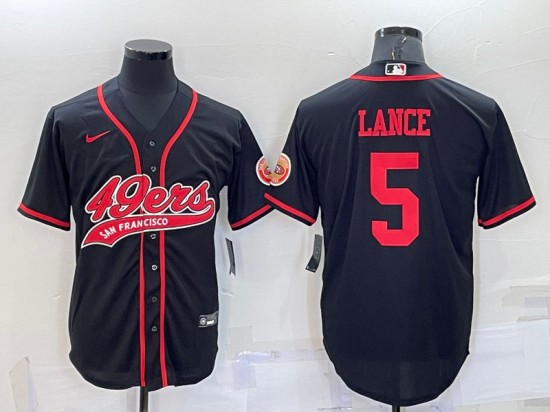 San Francisco 49ers #5 Trey Lance Black Cool Base Stitched Baseball Jersey - Zenithce