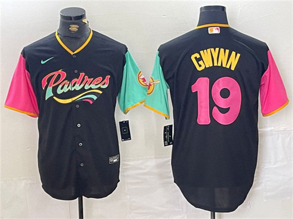 San Diego Padres #19 Tony Gwynn Black City Connect Cool Base Stitched Jersey - Zenithce