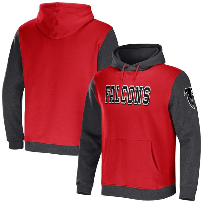 Atlanta Falcons X Darius Rucker Collection Red Charcoal Colorblock Pullover Hoodie - Zenithce