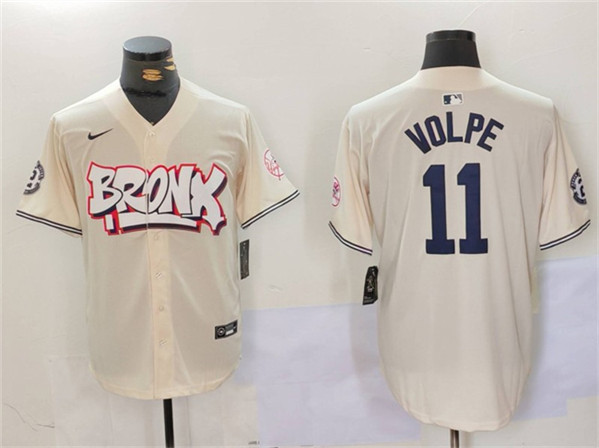 New York Yankees #11 Anthony Volpe Cream Bronx Graffiti V2 Vapor Limited Stitched Jersey - Zenithce