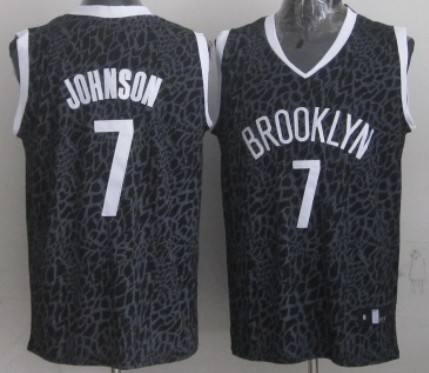 Brooklyn Nets #7 Joe Johnson Black Leopard Print Fashion Jersey - Zenithce