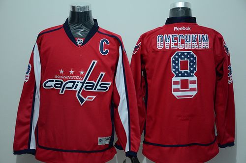 Capitals #8 Alex Ovechkin Red USA Flag Fashion Stitched Jersey - Zenithce