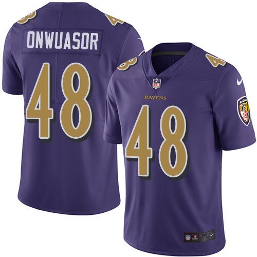 Baltimore Ravens #48 Patrick Onwuasor Purple Color Rush Jersey - Zenithce