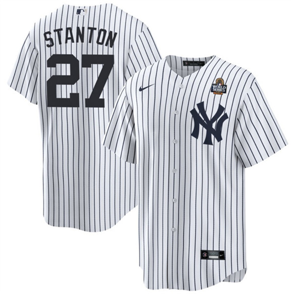 New York Yankees #27 Giancarlo Stanton White 2024 World Series With Name Cool Base Stitched Jersey - Zenithce