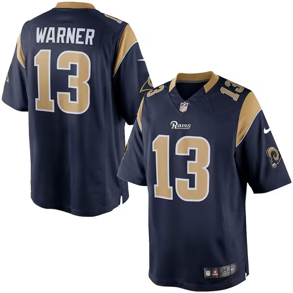 Los Angeles Rams #13 Kurt Warner Navy Limited Stitched Jersey - Zenithce