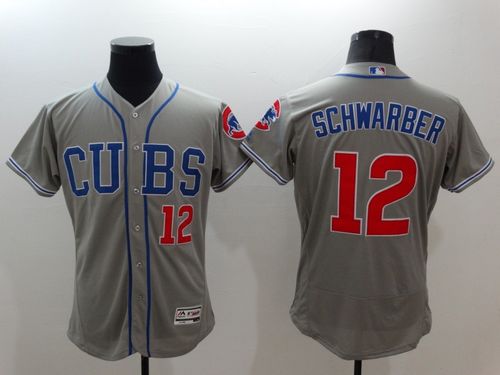 Cubs #12 Kyle Schwarber Grey Flexbase Authentic Collection Alternate Road Stitched Jersey - Zenithce