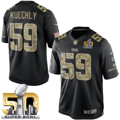Panthers #59 Luke Kuechly Black Super Bowl 50 Stitched Limited Salute To Service Nike Jersey - Zenithce