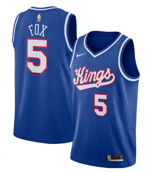 Sacramento Kings #5 De'Aaron Fox Blue 2019-20 Hardwood Classics Swingman Stitched Jersey - Zenithce