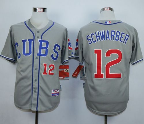 Cubs #12 Kyle Schwarber Grey Cool Base Stitched Jersey - Zenithce