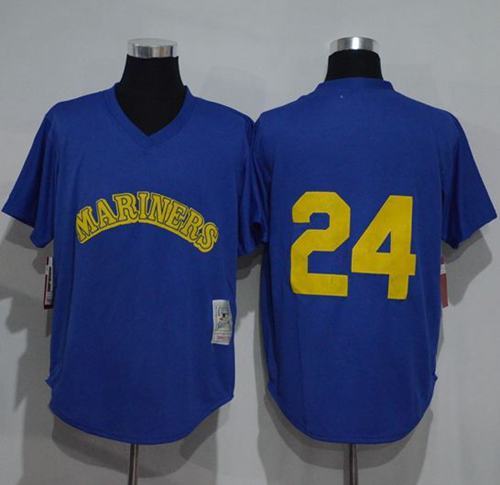 Mitchell And Ness 1991 Mariners #24 Ken Griffey Light Blue Throwback Stitched Jersey - Zenithce