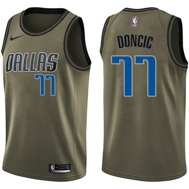 Dallas Mavericks #77 Luka Doncic Green Swingman Salute to Service Jersey - Zenithce