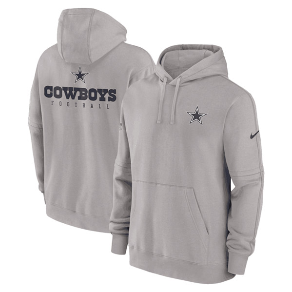 Dallas Cowboys Gray Sideline Club Fleece Pullover Hoodie - Zenithce