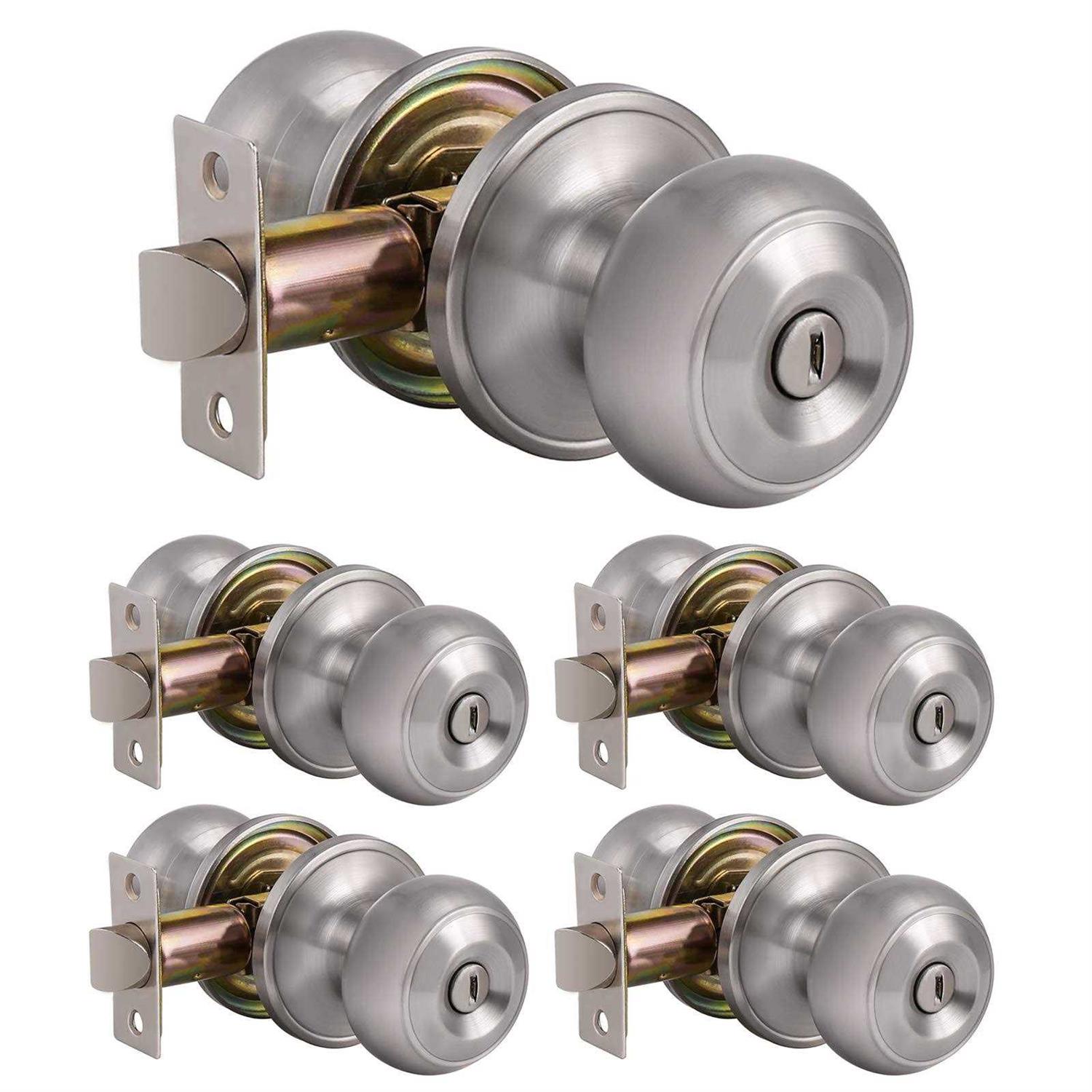Knobonly 10 Pack Satin Nickel Finish Door Lever Privacy Door Handles Door Handles Keyless for Bedroom or Bathroom - Zenithce
