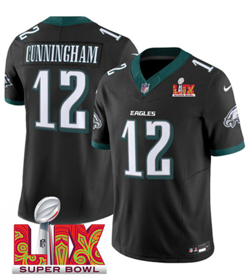 Philadelphia Eagles #12 Randall Cunningham Black 2025 Super Bowl LIX Patch Vapor Untouchable Limited Stitched Jersey - Zenithce