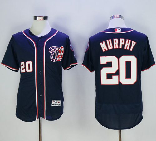 Nationals #20 Daniel Murphy Navy Blue Flexbase Authentic Collection Stitched Jersey - Zenithce