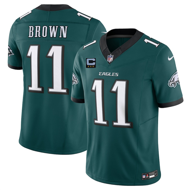 Philadelphia Eagles #11 A.J. Brown Green 2025 F.U.S.E. With 3-Star C Patch Vapor Untouchable Limited Stitched Jersey - Zenithce