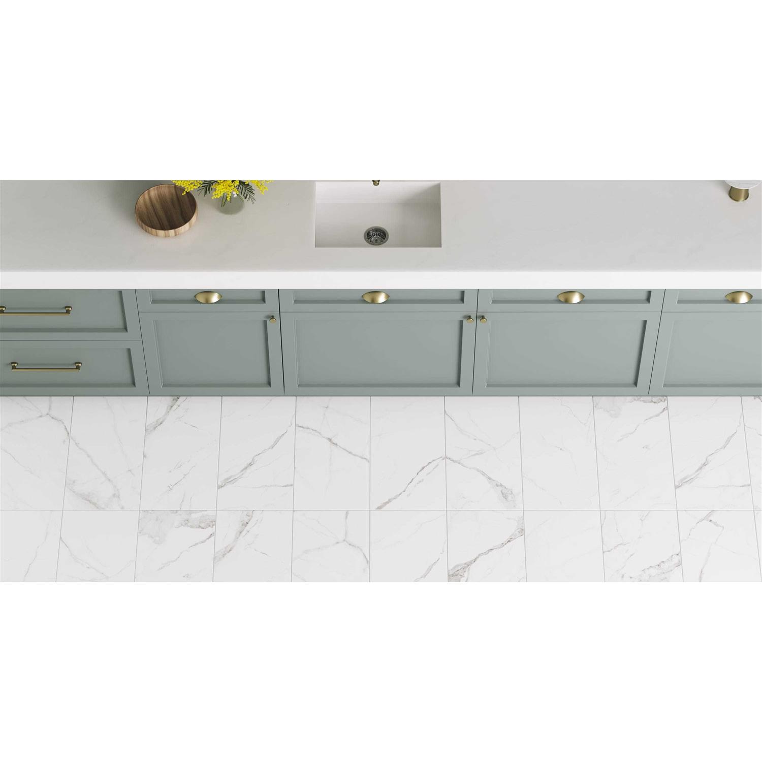 Satori Statuario 12-in x 24 Porcelain Marble Look Floor and Wall Tile 1001 - Zenithce