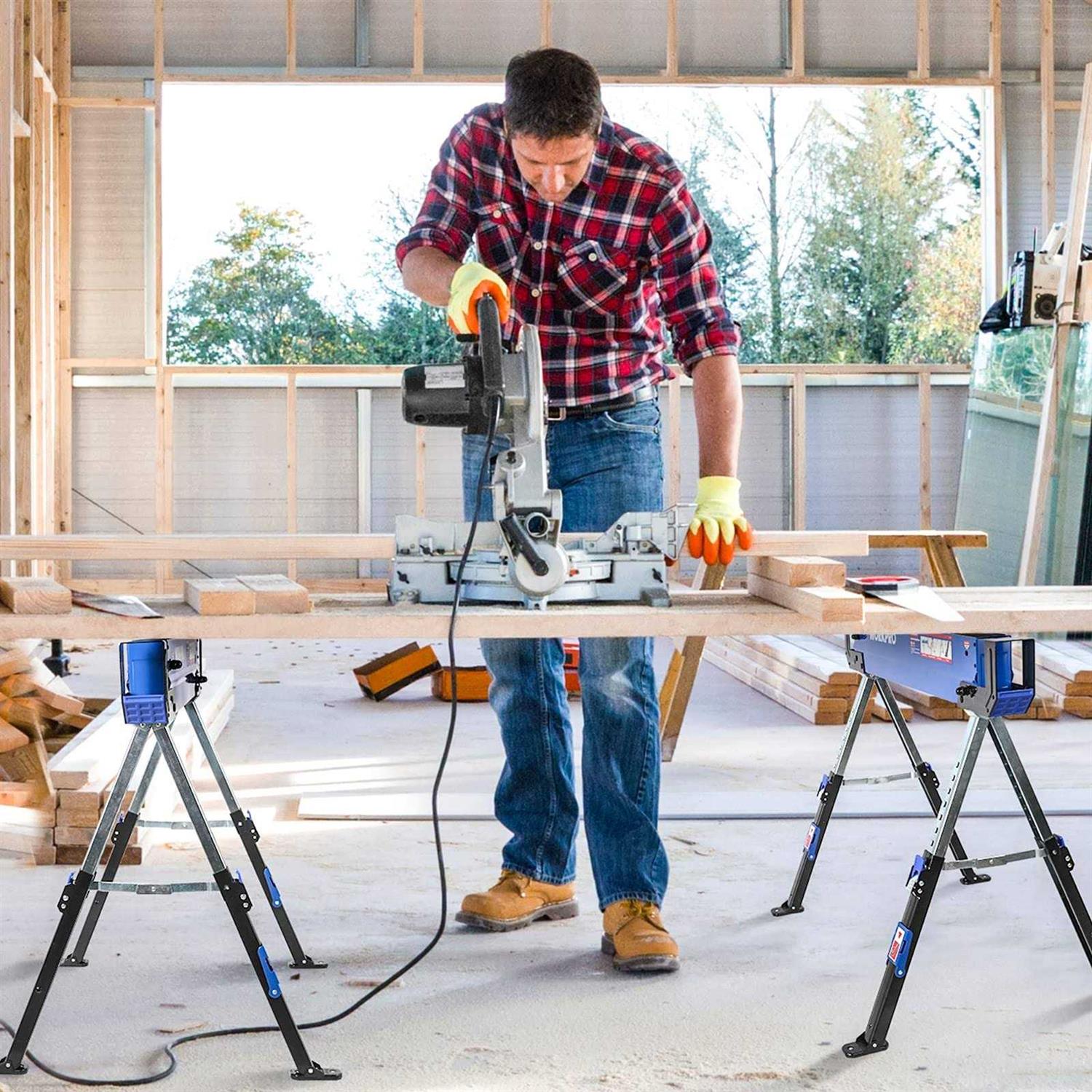WORKPRO Adjustable Workbench Rubber Wood Top Heavy-Duty Workstation - Zenithce