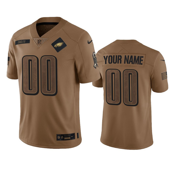Philadelphia Eagles Custom 2023 Brown Salute To Setvice Limited Stitched Jersey - Zenithce