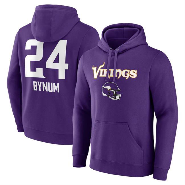 Minnesota Vikings #24 Camryn Bynum Purple Team Wordmark Player Name Number Pullover Hoodie - Zenithce