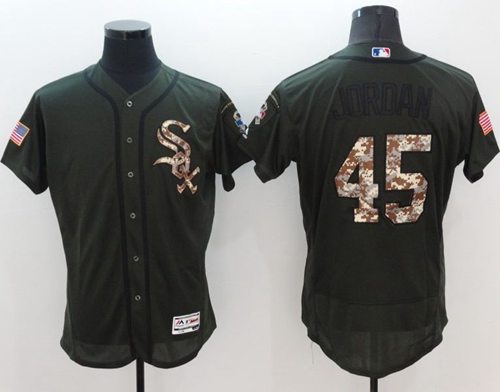 White Sox #45 Michael Jordan Green Flexbase Authentic Collection Salute To Service Stitched Jersey - Zenithce