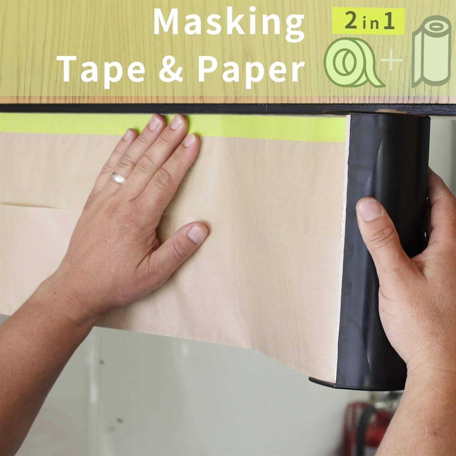 Tangibay Pre-Taped Masking Paper for Painting 50 feet Tape and Drape Painters Paper - Zenithce