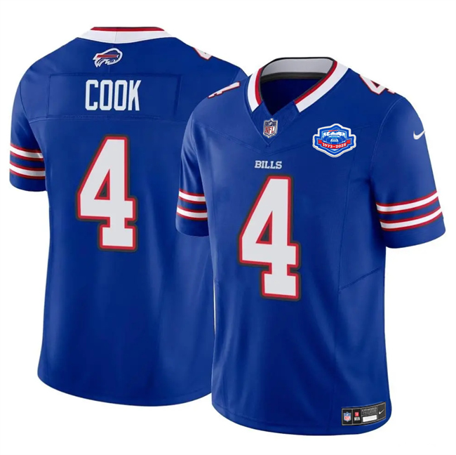 Buffalo Bills #4 James Cook Blue 2025 F.U.S.E. With Farewell Patch Vapor Untouchable Limited Stitched Jersey - Zenithce