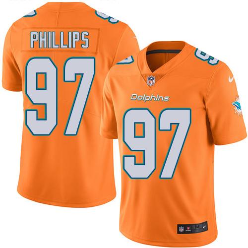 Dolphins #97 Jordan Phillips Orange Stitched Limited Rush Nike Jersey - Zenithce