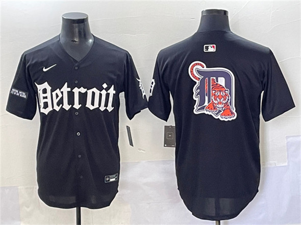 Detroit Tigers Team Big Logo Black 'Motor Gothic Edition' Vapor Premier Limited Stitched Jersey - Zenithce