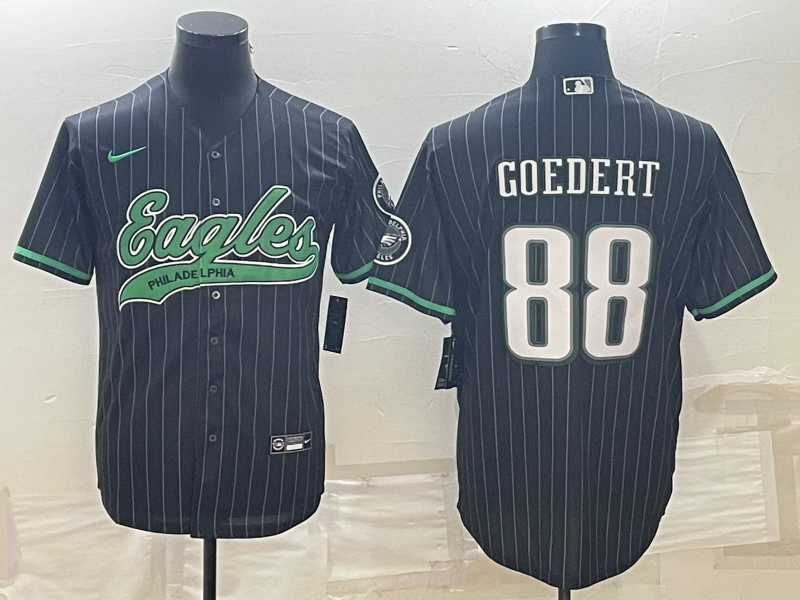 Philadelphia Eagles #88 Dallas Goedert Black With Patch Cool Base Stitched Baseball Jersey - Zenithce