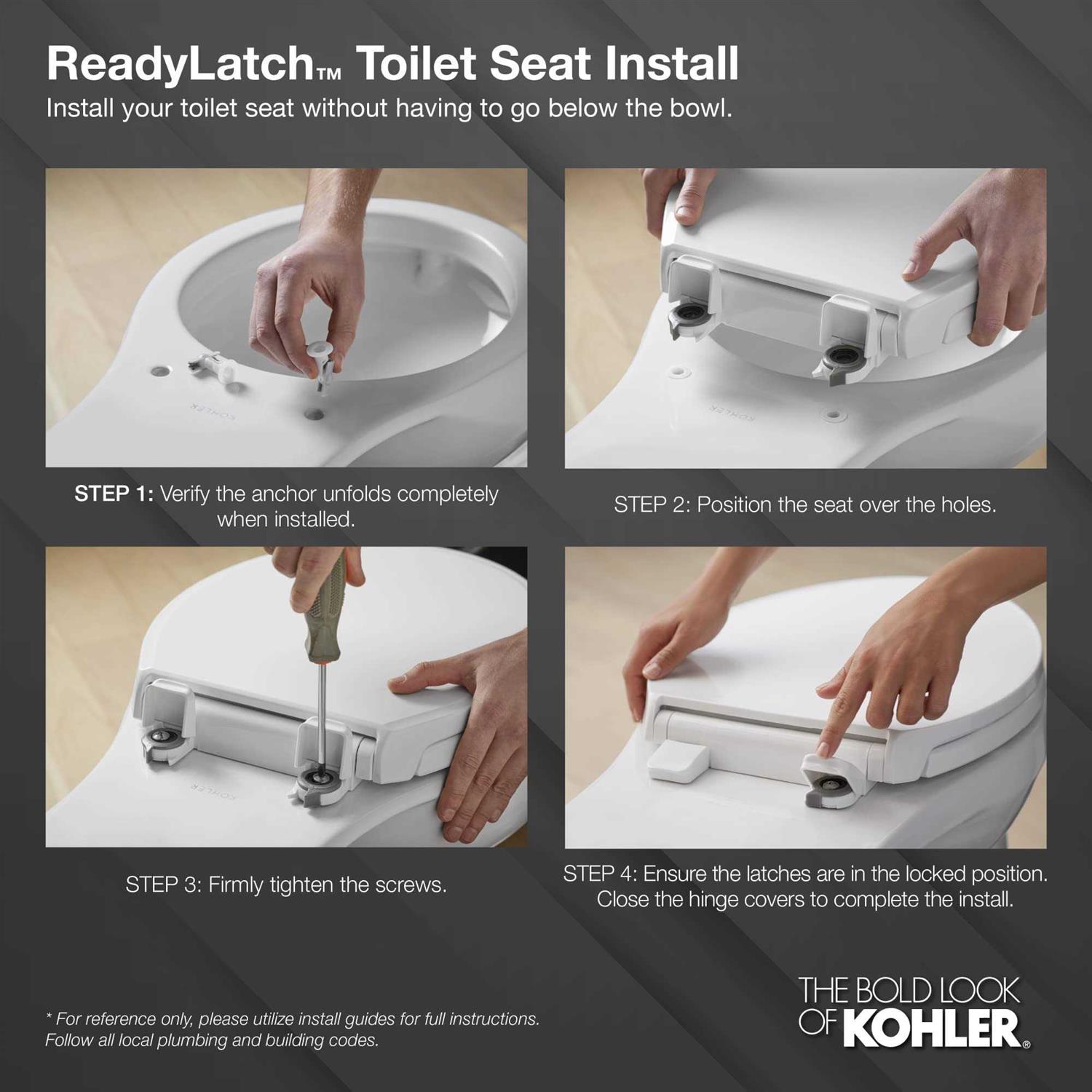 KOHLER French Curve ReadyLatch Quiet-Close Elongated Toilet Seat - Zenithce