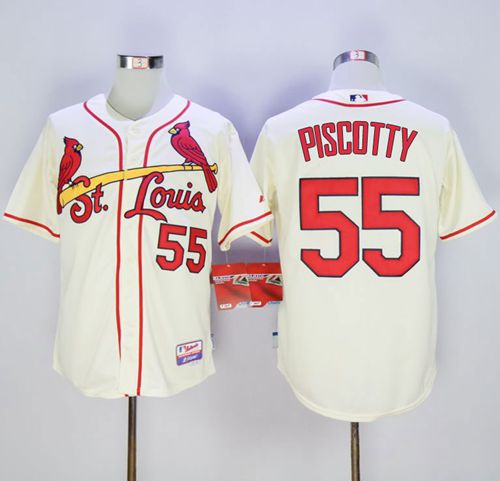 Cardinals #55 Stephen Piscotty Cream Cool Base Stitched Jersey - Zenithce