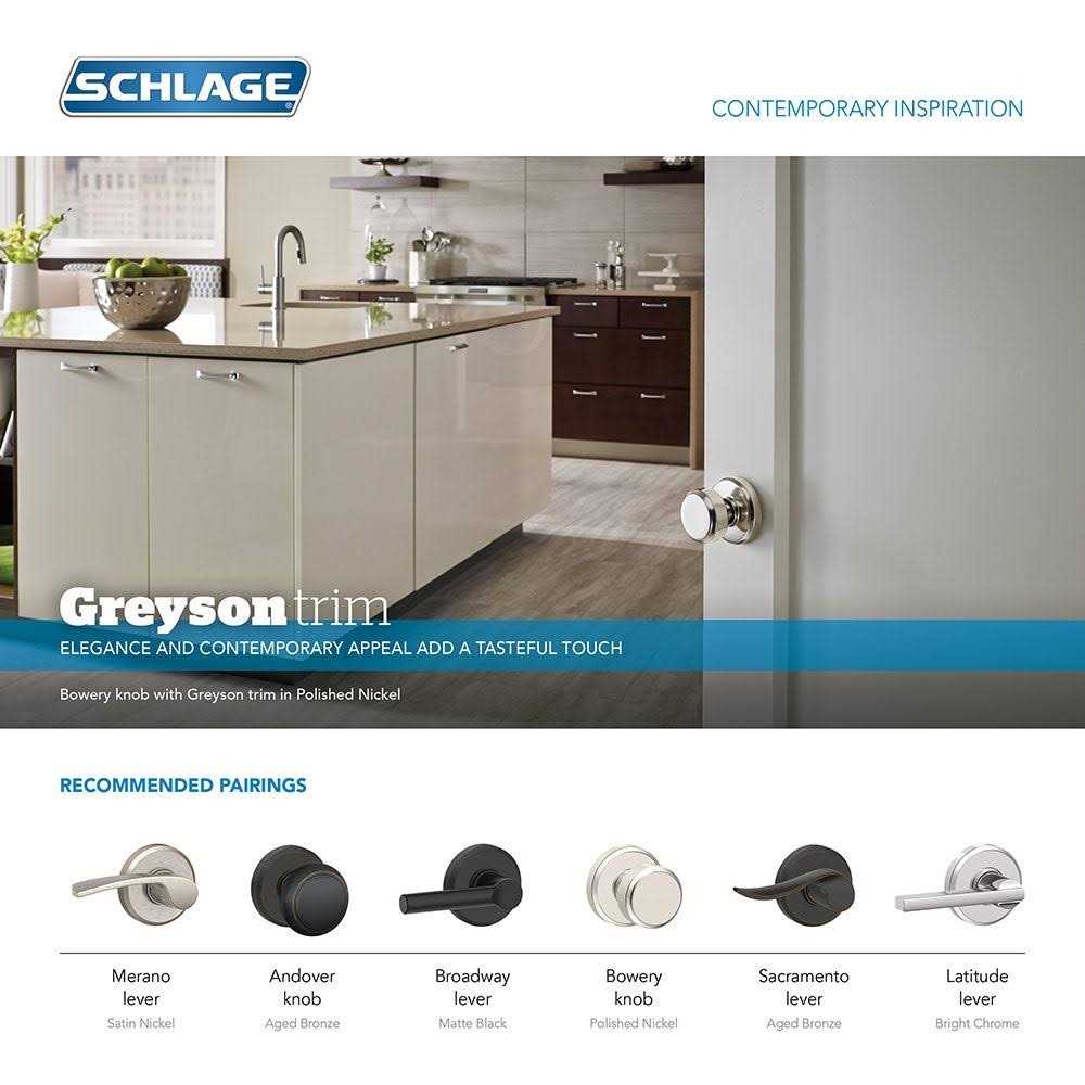 Schlage Bowery Passage Door Knob Set with Decorative Addison Trim F10BWE622ADD - Zenithce
